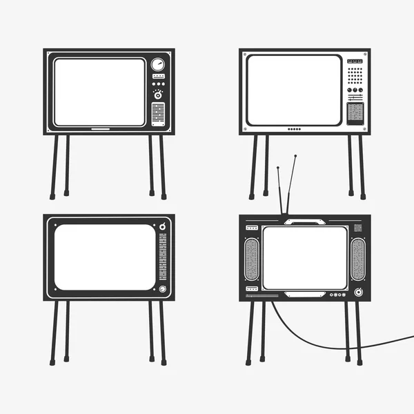 复古电视图标的矢量插图集 — 图库矢量图片