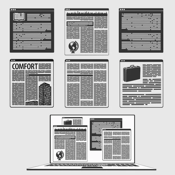 Internetpagina en computerconcept — Stockvector