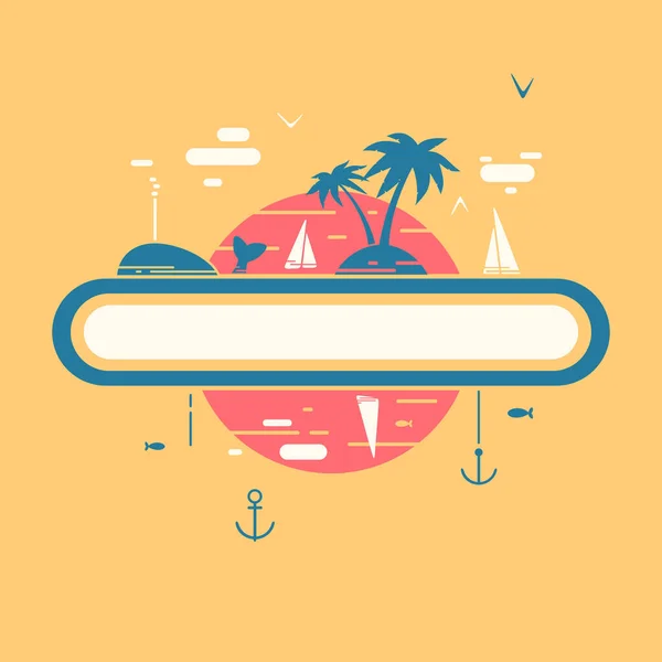 Vector Illustration Tropical Vacation Symbol — Stock Vector