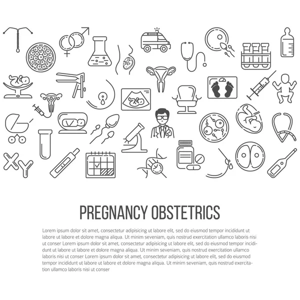 Moderne Linie Design Karte Oder Plakatvorlage Mit Geburtshilfe Objekten Ehrenamtliches — Stockvektor