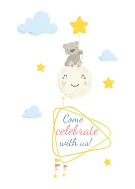 Sevimli düz el çizilmiş vektör illüstrasyon.