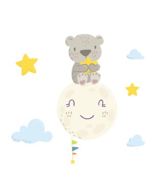 Sevimli düz el çizilmiş vektör illüstrasyon.