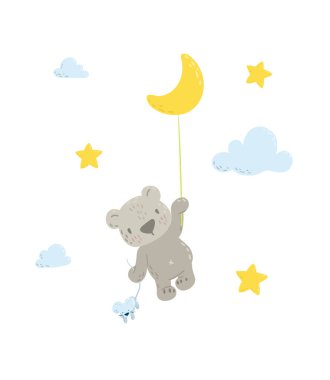 Sevimli düz el çizilmiş vektör illüstrasyon.