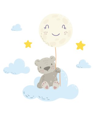 Sevimli düz el çizilmiş vektör illüstrasyon.