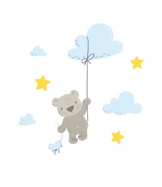 Sevimli düz el çizilmiş vektör illüstrasyon.