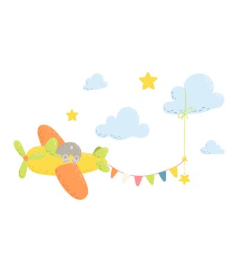 Sevimli düz el çizilmiş vektör illüstrasyon