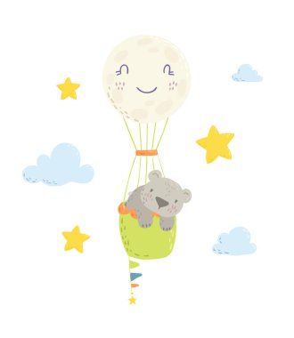 Sevimli düz el çizilmiş vektör illüstrasyon.