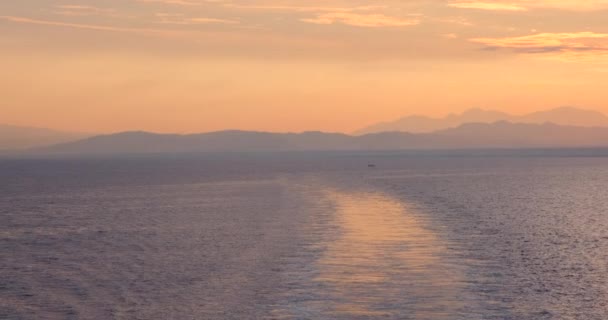 View Ship Board While Sailing Sea Waves Morning Sunrise Sky — Stock Video