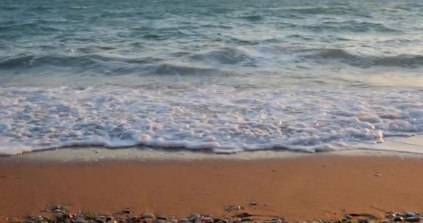 Havsvågor Och Sandstrand Natur Bakgrund — Stockvideo