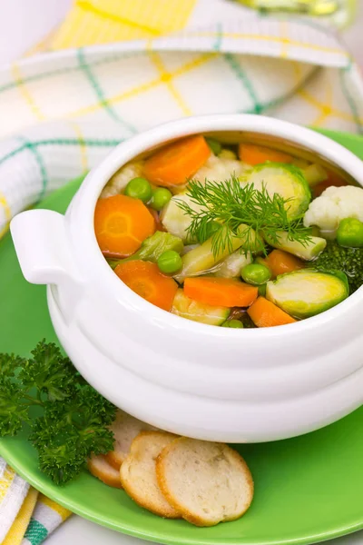 Närbild Hemlagad Soppa Med Grönsaker — Stockfoto