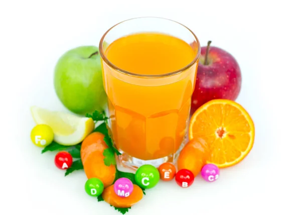 Frischer Gesunder Saft Glas Auf Weißem Hintergrund — Stockfoto