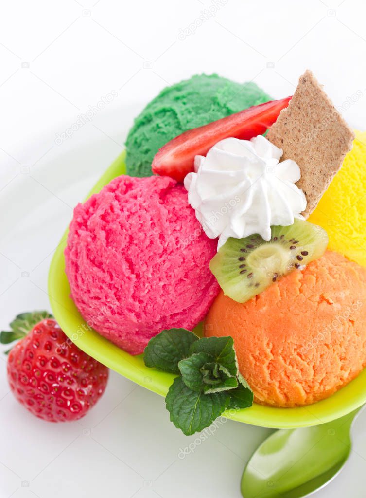 close up view of assorted sweet ice cream