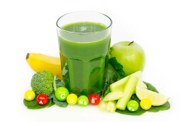 Fresh Healthy Juice Glass White Background — Stock Photo, Image