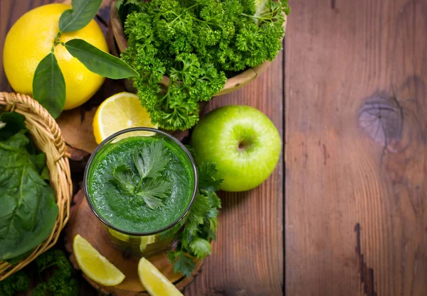 Egészséges Házi Smoothie Ital Összetevők Háttér — Stock Fotó