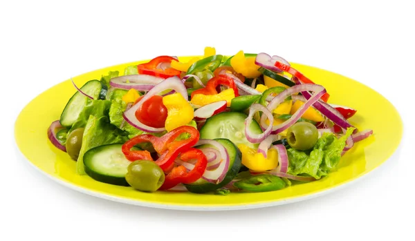 Zblízka Pohled Zdravý Zeleninový Salát Bílém Pozadí — Stock fotografie