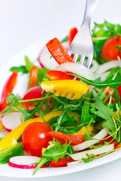 Zblízka Pohled Zdravého Sezónní Zeleninový Salát — Stock fotografie