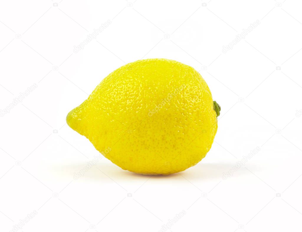 close up view of fresh lemon fruit on white background