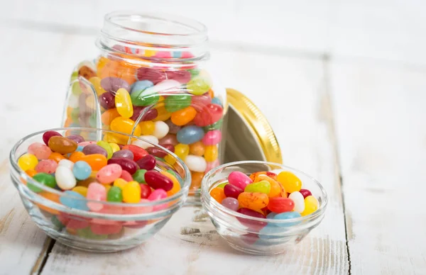 Jelly Beans Glass Bowl Jar — Stock Photo, Image