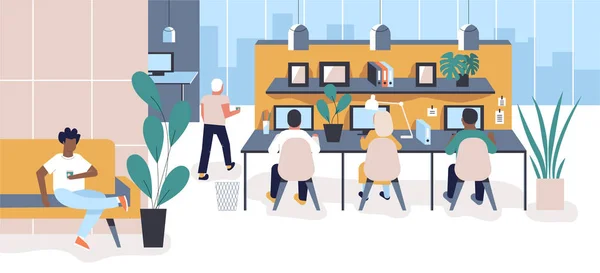 iş adamlarının vektör illüstrasyon, iş yerinde çalışan meslektaşları