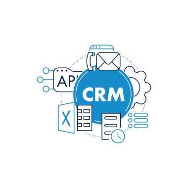 Crm müşteri ilişkileri yönetimi illüstrasyon vektörü 