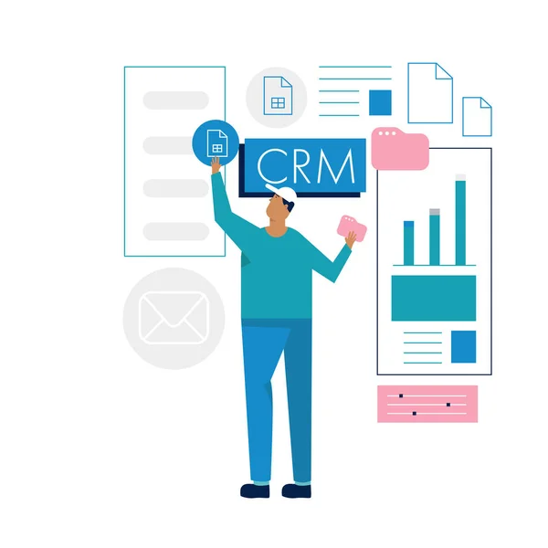 Crm müşteri ilişkileri yönetimi illüstrasyon vektörü 