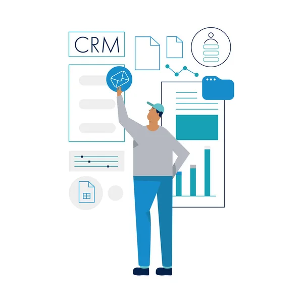 Crm Gestión Relaciones Con Cliente Vector Ilustración — Vector de stock