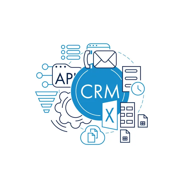 Crm müşteri ilişkileri yönetimi illüstrasyon vektörü 
