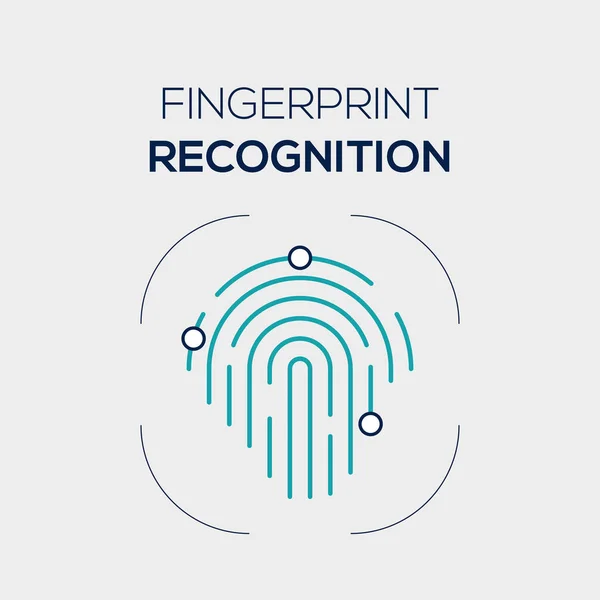 Parmak izi tanıma. Düz vektör doğrusal simgesi. Mavi ve koyu mavi renkler