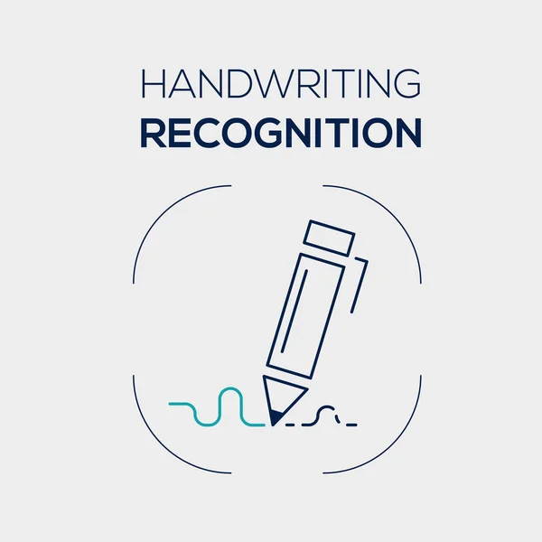 El yazısı tanıma. Düz vektör doğrusal simgesi. Mavi ve koyu mavi renkler