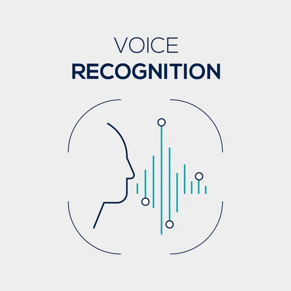 Ses tanıma. Düz vektör doğrusal simgesi. Mavi ve koyu mavi renkler