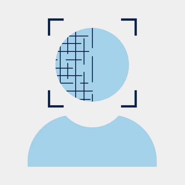 Avatar insan yüz tanıma sistemi kullanarak. Biyometrik kimlik doğrulama sistemi kavramını kullanarak. Düz vektör çizimi