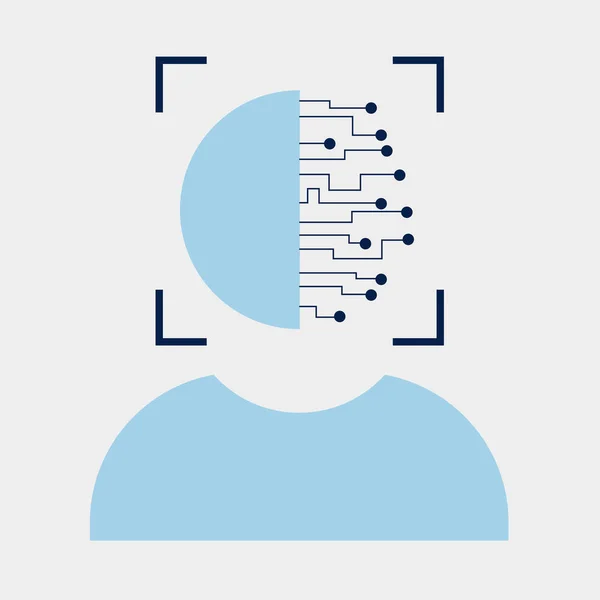 Avatar insan yüz tanıma sistemi kullanarak. Biyometrik kimlik doğrulama sistemi kavramını kullanarak. Düz vektör çizimi 
