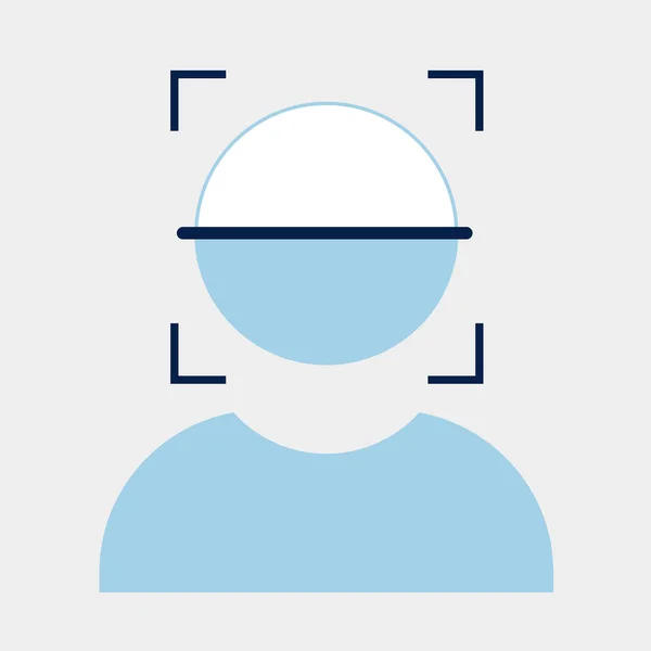 Avatar insan yüz tanıma sistemi kullanarak. Biyometrik kimlik doğrulama sistemi kavramını kullanarak. Düz vektör çizimi