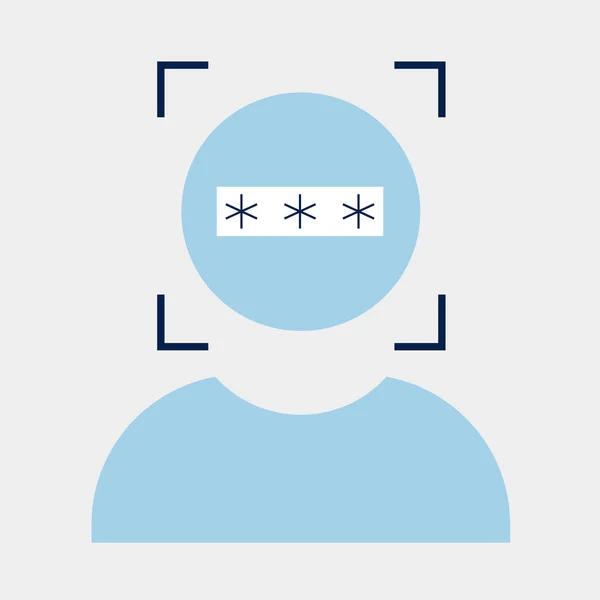 Avatar insan yüz tanıma sistemi kullanarak. Biyometrik kimlik doğrulama sistemi kavramını kullanarak. Düz vektör çizimi 