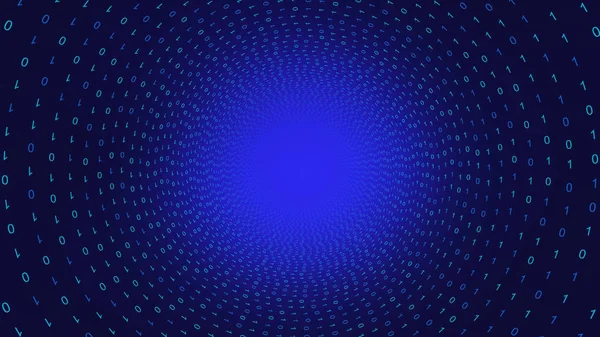 Dati Binari Sullo Schermo Del Computer Forma Circolare Sfondo Blu — Foto Stock