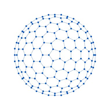 Mavi küre. Ağ bağlantıları ile noktaları ve çizgileri teknoloji kavramı içinde beyaz arka plan üzerinde. 3D çizim
