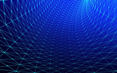 Eğri çizgiler. Mimari Cephe tasarımı üzerinde mavi arka plan, 3d çizim.