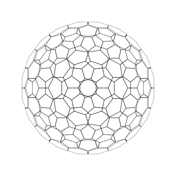 白地では 技術概念のネットワーク接続線を持つ図形の球 の抽象的なイラスト — ストック写真