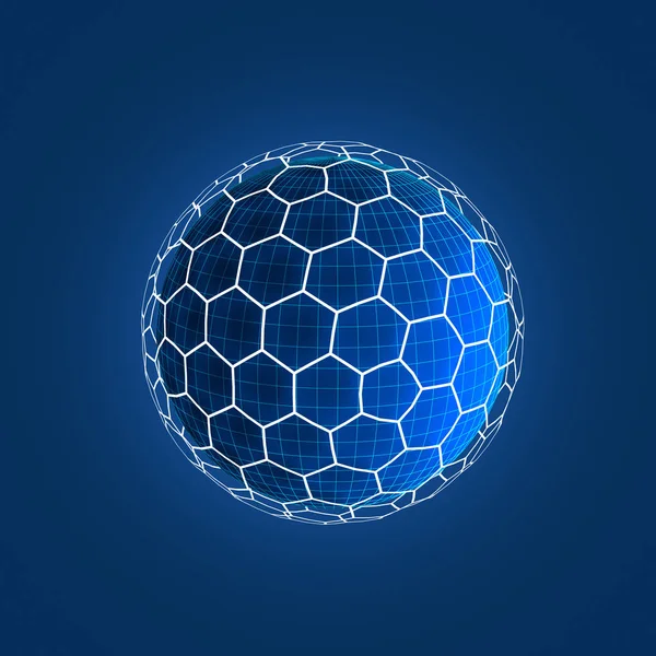 Sphere Form Med Nätverk Anslutningslinjer Teknik Koncept Abstrakt Illustration — Stockfoto