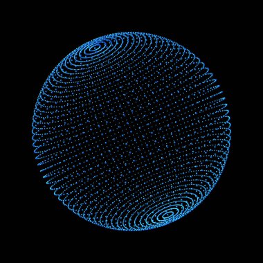 Mavi küre. Ağ bağlantıları ile dots teknoloji kavramı içinde siyah arka plan üzerine. 3D çizim