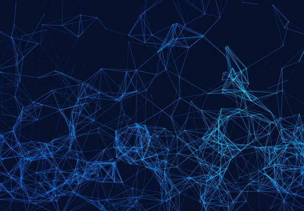 Μπλε Δίκτυο Γραμμές Σύνδεσης Μαύρο Φουτουριστικό Φόντο Για Τεχνολογία Έννοια — Φωτογραφία Αρχείου