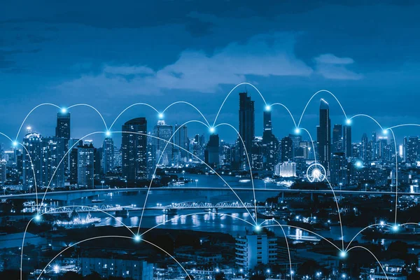 智能城市和连接线 全球商业的互联网概念 — 图库照片