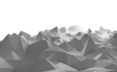 Dağlar teknoloji kavramı içinde beyaz arka plan üzerinde. Sci-Fi veri fütüristik arka plan. 3D çizim.