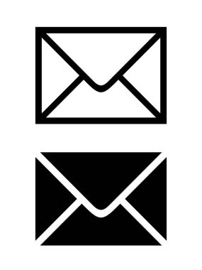 Zarf işareti üzerinde beyaz izole. Beyaz ve siyah posta simgesi. illüstrasyon