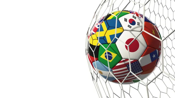 Ποδόσφαιρο Ποδόσφαιρο Σημαίες Χωρών Που Απομονώνονται Λευκό Φόντο Στο Στόχο — Φωτογραφία Αρχείου