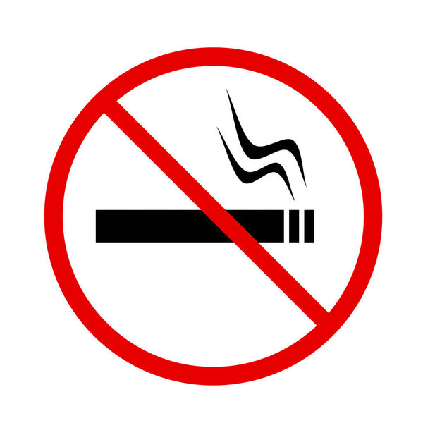 No smoking sign in red prohibition circle isolated on white background, illustration