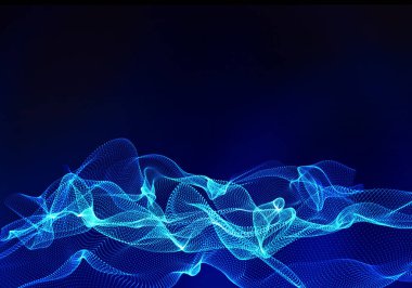 Dijital veri ve mavi ağ bağlantı hatları için siyah arka plan, 3d soyut illüstrasyon teknoloji kavramı