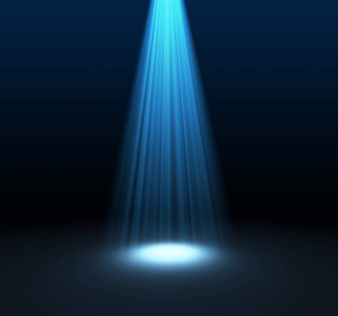 Blue spotlight isolated on black background in technology concept, illustration. clipart