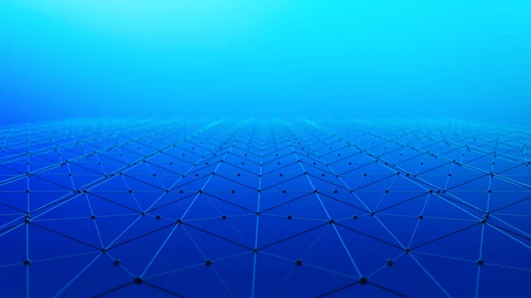Цифрові Дані Лінії Трикутників Мережевого Язку Концепції Технології Синьому Фоні — стокове фото