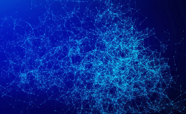 Danych Sieci Połączenie Trójkąta Linii Cyfrowych Technologii Concept Niebieskim Tle — Zdjęcie stockowe